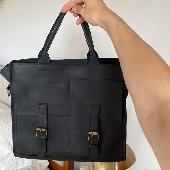 Black leather tote bag - Picture 5 of 5
